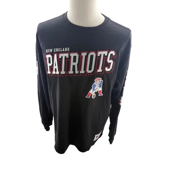 Mitchell & Ness New England Patriots Long Sleeve Shirt Throwback Mens Large New - Picture 1 of 9